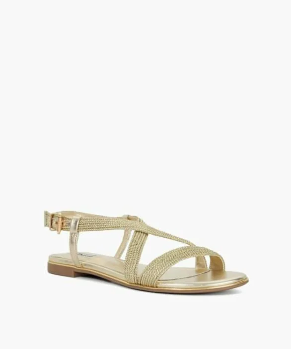 Dune London Gold Sandals Women Lope Gold Metallic Flat Sandals Metallic