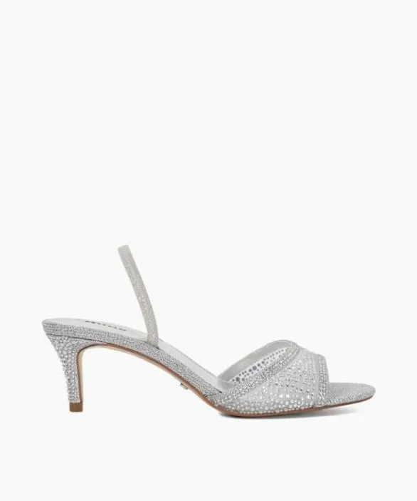 Dune London Heeled Sandals Women Mariko Silver Embellished Sandals Metallic