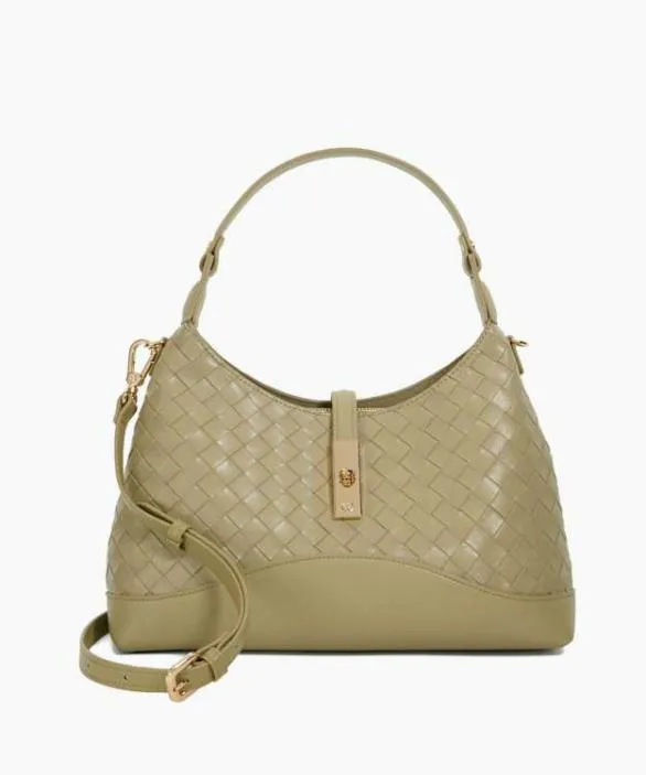 Dune London Leather Bags Women Dorset Khaki Woven Turn Lock Shoulder Bag Green Dune London Leather Bags Women Dorset Khaki Woven Turn Lock Shoulder Bag Green