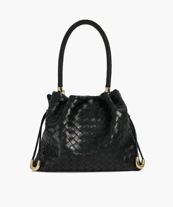 Dune London Leather Bags Women Primrose L Black Leather Drawstring Bag Black