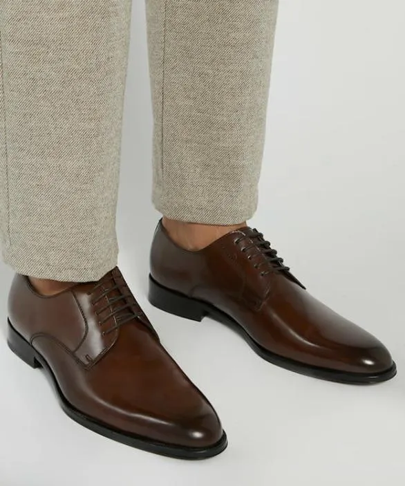 Dune London Leather Sole Shoes Men Salisbury Dark Brown Premium Leather Derby Shoes Brown