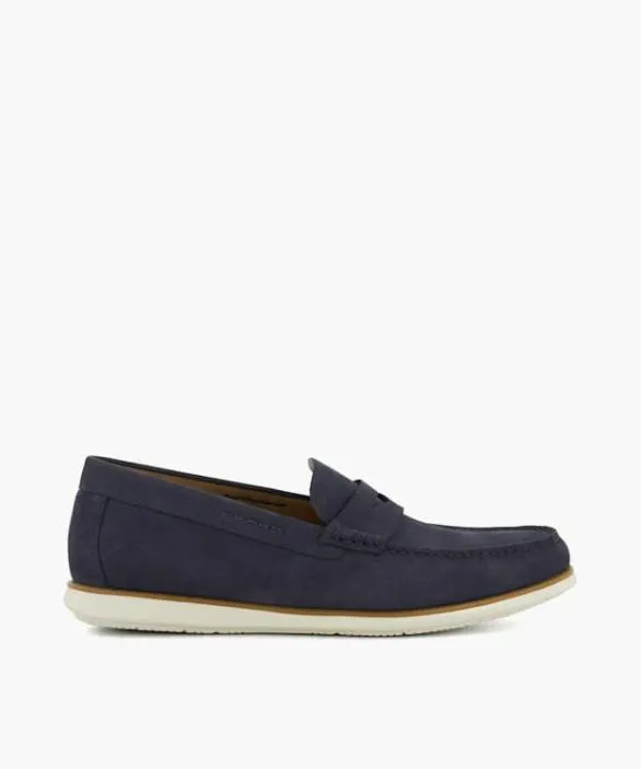 Dune London Loafers Men Berkly Navy Penny Trim Nubuck Loafers Blue