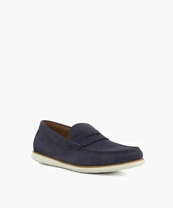 Dune London Loafers Men Berkly Navy Penny Trim Nubuck Loafers Blue
