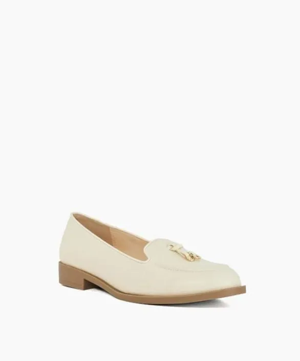 Dune London Loafers Women Globals Ecru Leather Tassel Loafers White