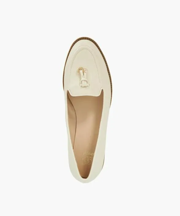 Dune London Loafers Women Globals Ecru Leather Tassel Loafers White