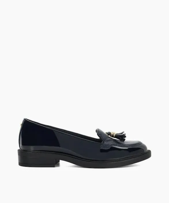Dune London Loafers Women Grape Navy Patent Tassel Loafers Blue Synthetic