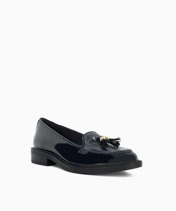 Dune London Loafers Women Grape Navy Patent Tassel Loafers Blue Synthetic