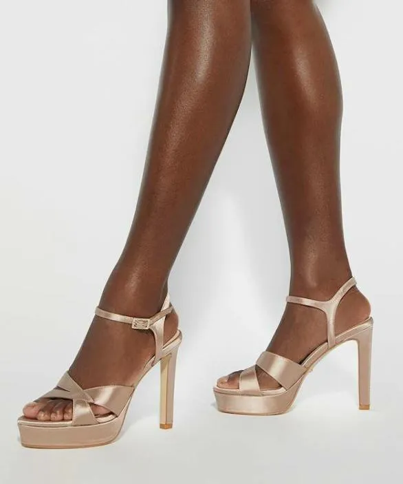 Dune London Platform Sandals Women Mayve Mink Stiletto Heel Sandals Neutral