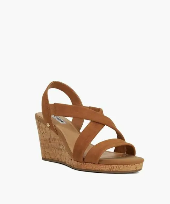 Dune London Wedge Sandals Women Kamies Tan Wide Fit Cork Wedge Heel Shoes Neutral