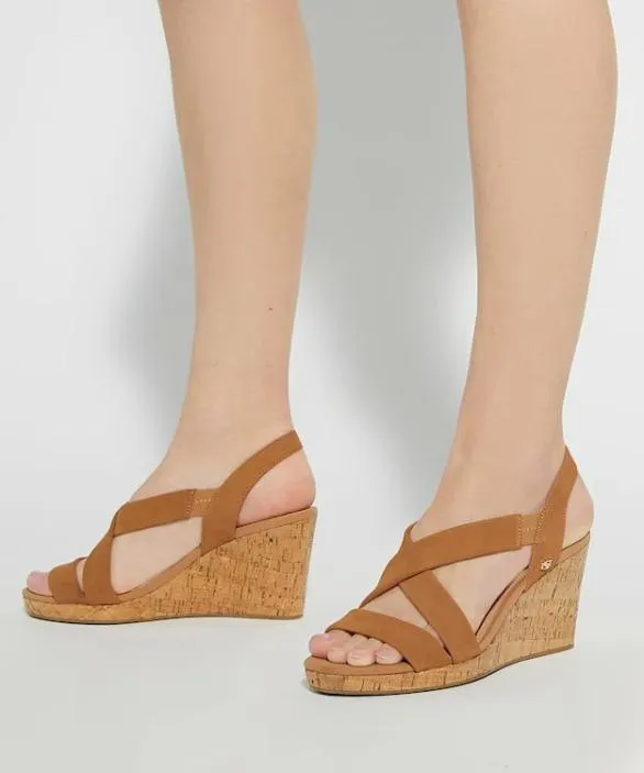 Dune London Wedge Sandals Women Kamies Tan Wide Fit Cork Wedge Heel Shoes Neutral