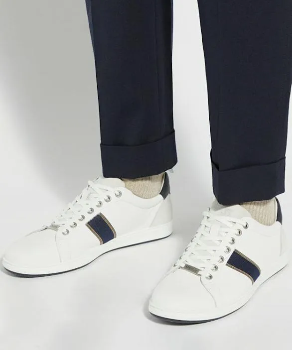 Dune London White Shoes Men Trint White LaceUp Leather Trainers White