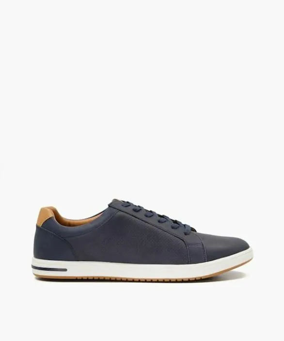 Dune London Wide Fit Shoes Men Tezzy Navy Wide Fit Trainers Blue