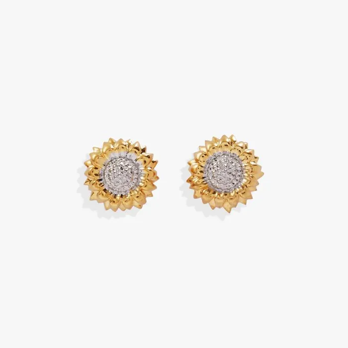 Earrings Women Alex And Ani Sunflower Mini Stud Earrings Two Tone