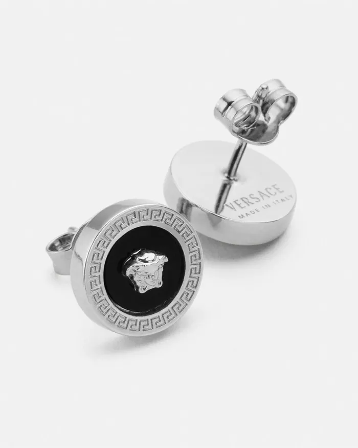 Earrings WomenMen Versace Enamel Medusa Stud Earrings Silver