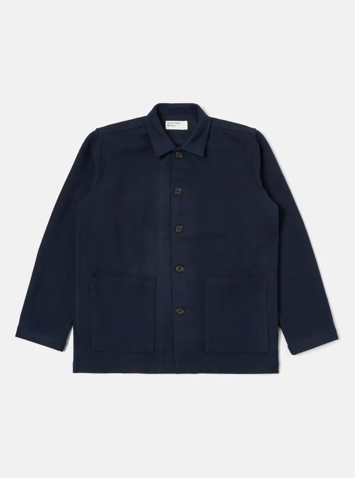Easy Jacket In Navy Melton Men Universal Works Overshirts