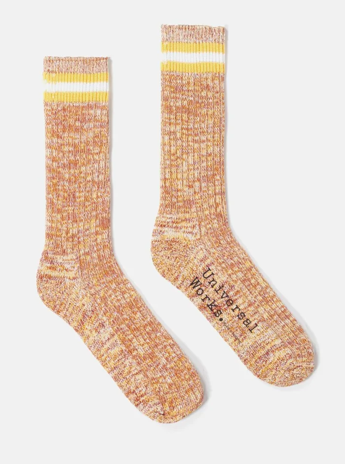 Everyday Stripe Sock In Yellow Cotton Men Universal Works Socks