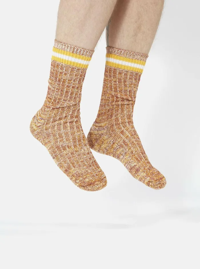 Everyday Stripe Sock In Yellow Cotton Men Universal Works Socks Everyday Stripe Sock In Yellow Cotton Men Universal Works Socks
