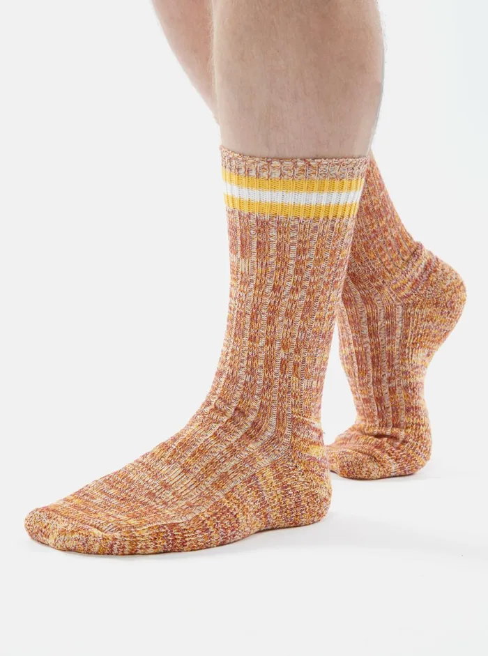 Everyday Stripe Sock In Yellow Cotton Men Universal Works Socks Everyday Stripe Sock In Yellow Cotton Men Universal Works Socks