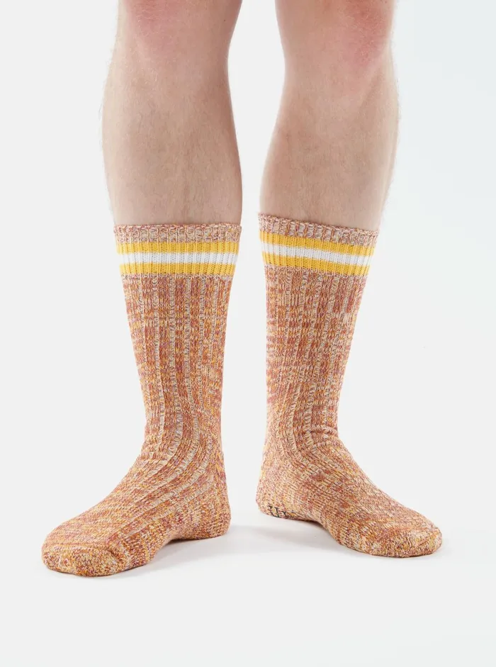 Everyday Stripe Sock In Yellow Cotton Men Universal Works Socks Everyday Stripe Sock In Yellow Cotton Men Universal Works Socks