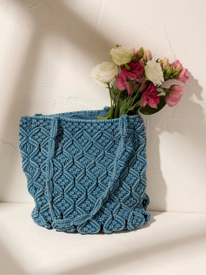 Fat Face Bags and Purses Raela Blue Macrame Shopper Bag 8211 Women