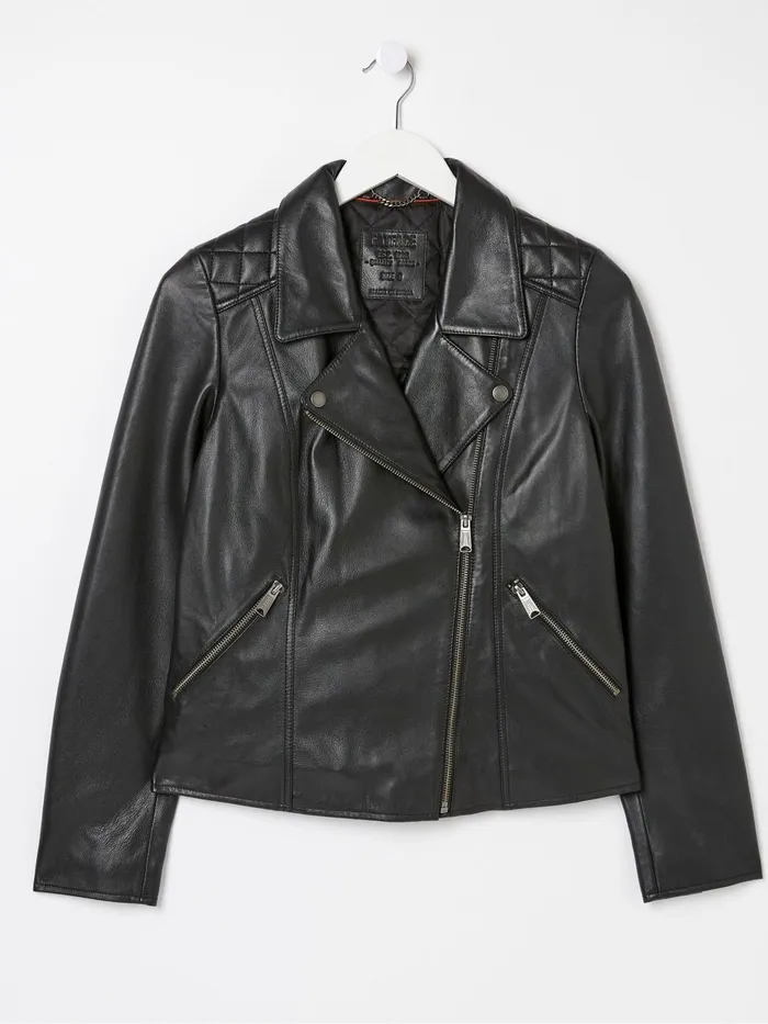 Fat Face Coats and Jackets Bethany Black Quilted Biker Jacket 8211 Women