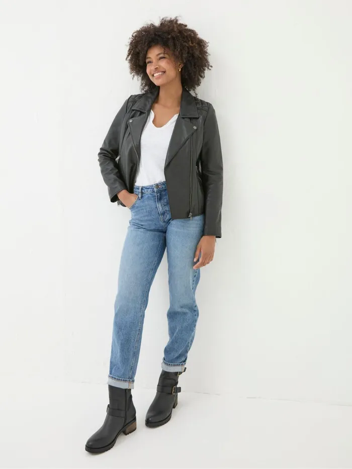 Fat Face Coats and Jackets Bethany Black Quilted Biker Jacket 8211 Women