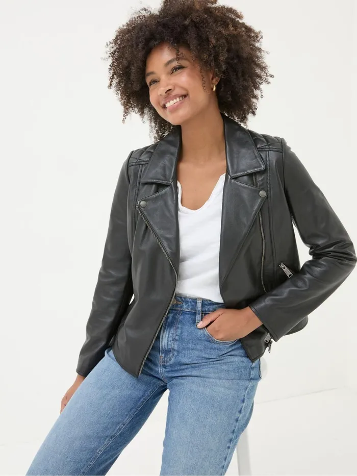 Fat Face Coats and Jackets Bethany Black Quilted Biker Jacket 8211 Women