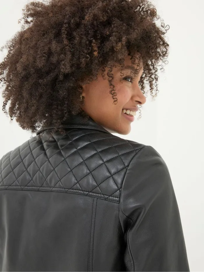 Fat Face Coats and Jackets Bethany Black Quilted Biker Jacket 8211 Women