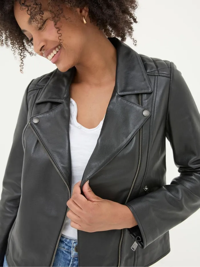 Fat Face Coats and Jackets Bethany Black Quilted Biker Jacket 8211 Women
