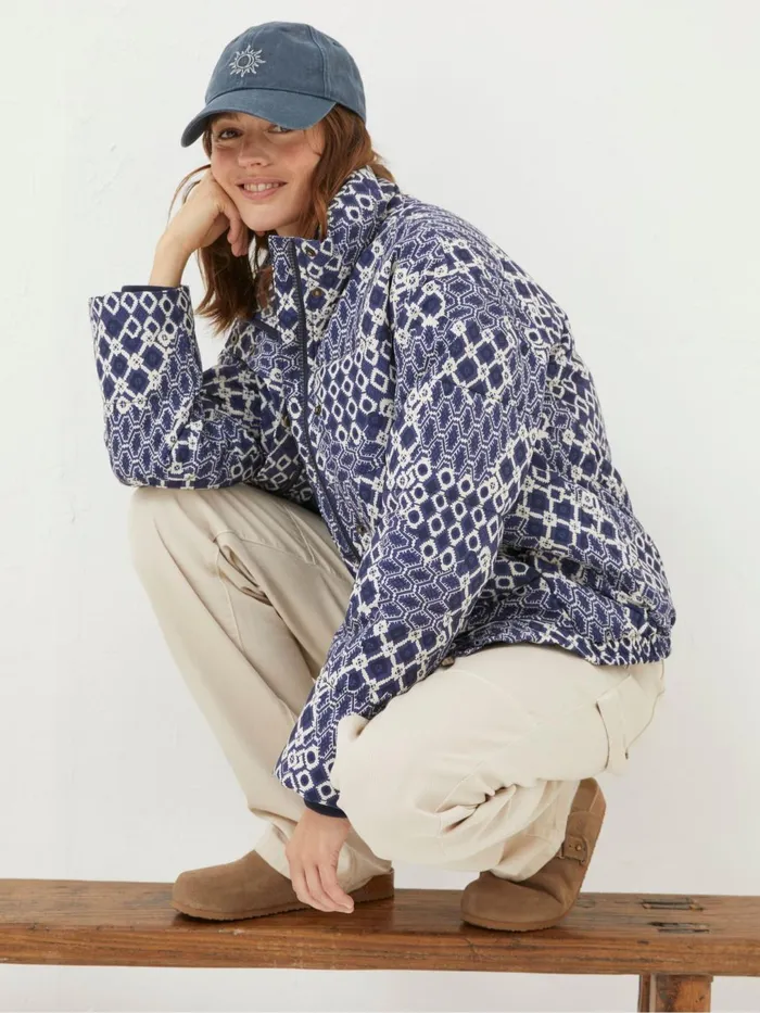 Fat Face Coats and Jackets Peri Blue Patchwork Puffer Jacket 8211 Women