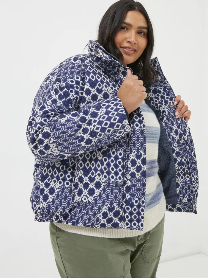 Fat Face Coats and Jackets Peri Blue Patchwork Puffer Jacket 8211 Women