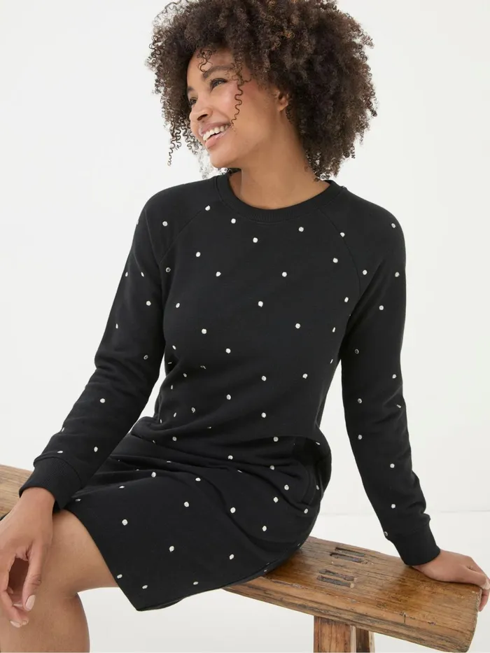Fat Face Dresses Georgia Black Embroidered Sweat Dress 8211 Women