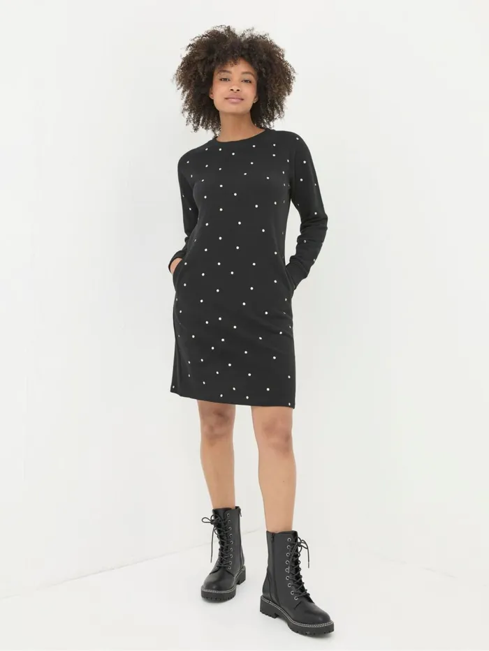 Fat Face Dresses Georgia Black Embroidered Sweat Dress 8211 Women