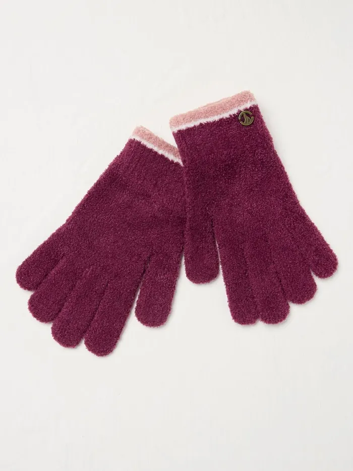 Fat Face Gloves Dark Red Chenille Gloves 8211 Women