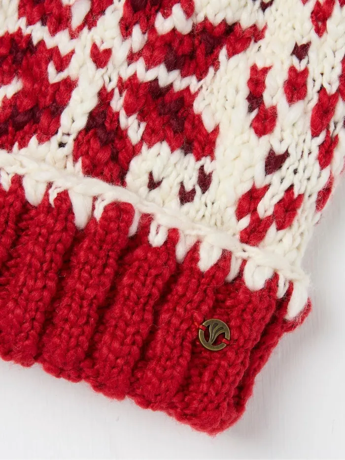 Fat Face Hats Red Snowflake Beanie 8211 Women