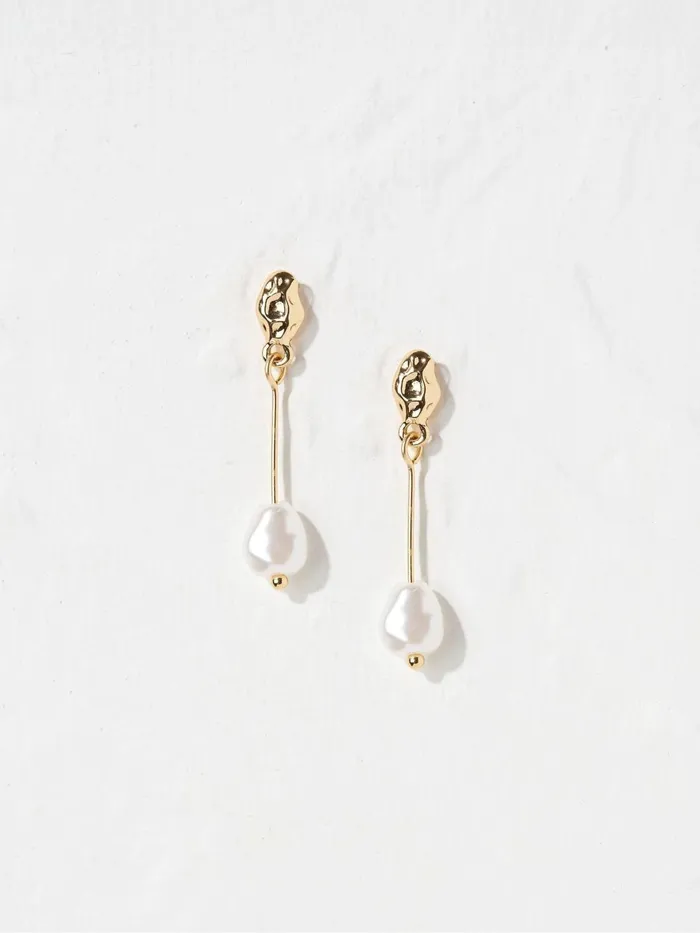 Fat Face Jewellery Gold Tone Hammered Pearl Earrings 8211 Women