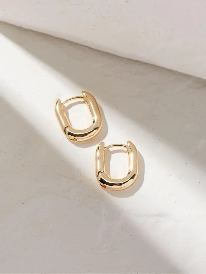 Fat Face Jewellery Gold Tone Oval Huggy Hoop Earrings 8211 Women