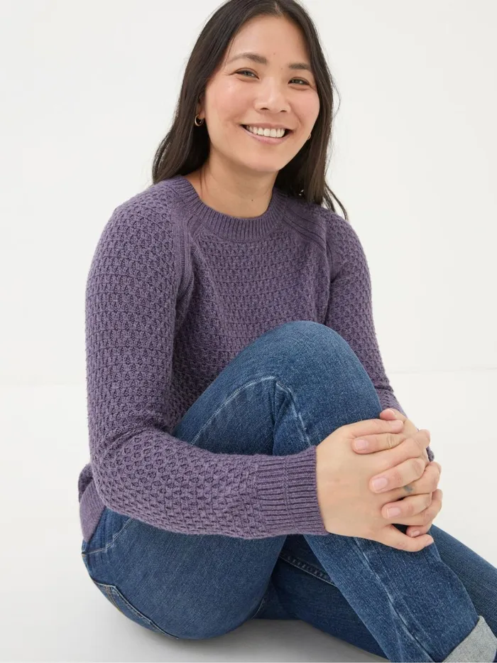 Fat Face Knitwear Ella Dark Purple Textured Jumper 8211 Women