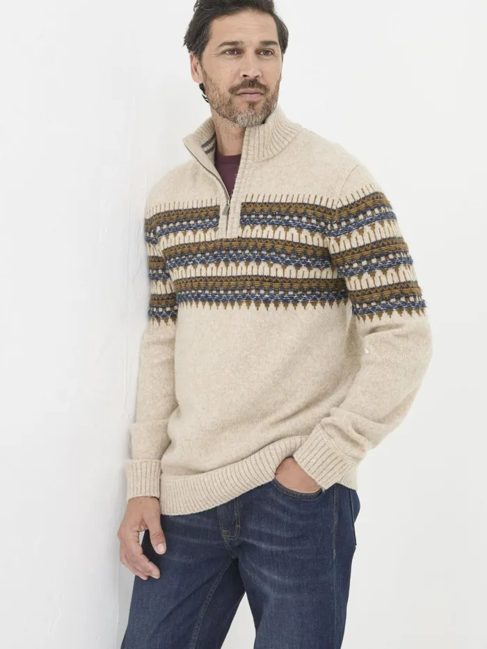 Fat Face Knitwear Ives Natural Half Neck Jumper 8211 Men