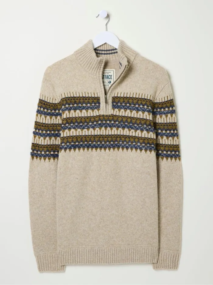 Fat Face Knitwear Ives Natural Half Neck Jumper 8211 Men