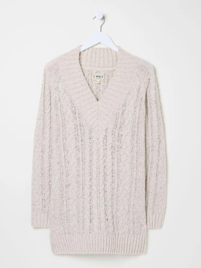 Fat Face Knitwear Ivory Alicia VNeck Tunic 8211 Women