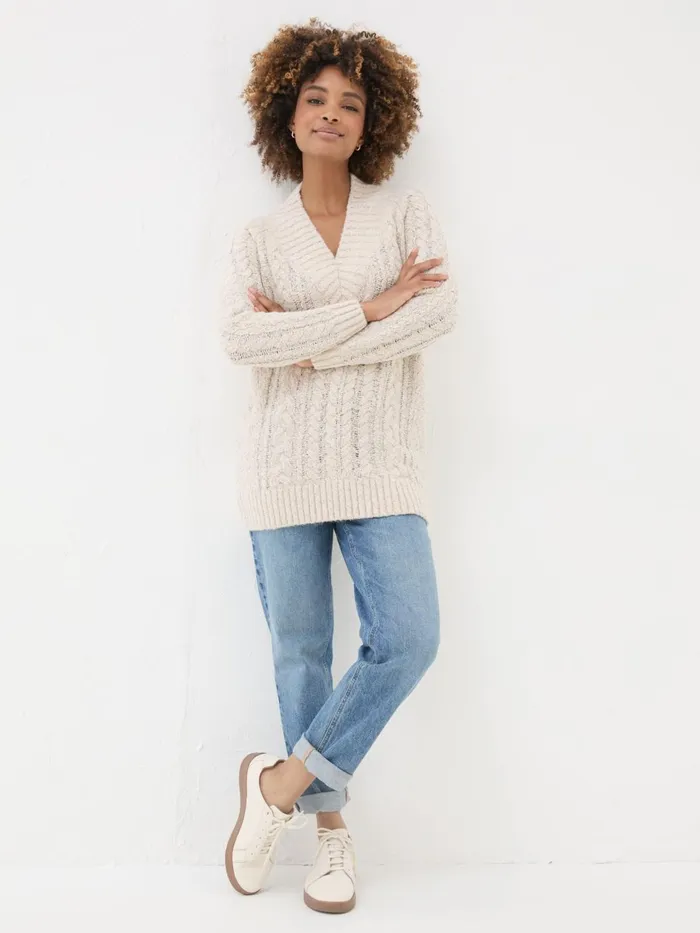 Fat Face Knitwear Ivory Alicia VNeck Tunic 8211 Women Fat Face Knitwear Ivory Alicia VNeck Tunic 8211 Women