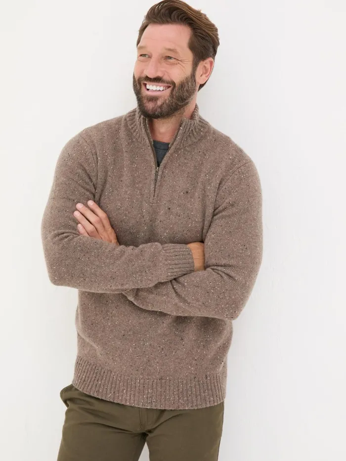 Fat Face Knitwear Natural Lambswool Half Neck Jumper 8211 Men