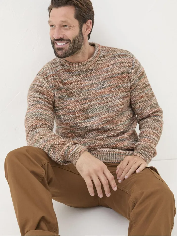 Fat Face Knitwear Orange Ombre Crew Neck Jumper 8211 Men