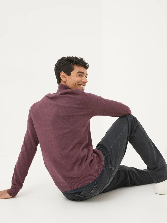 Fat Face Knitwear Rye Burgundy Red HalfNeck 8211 Men