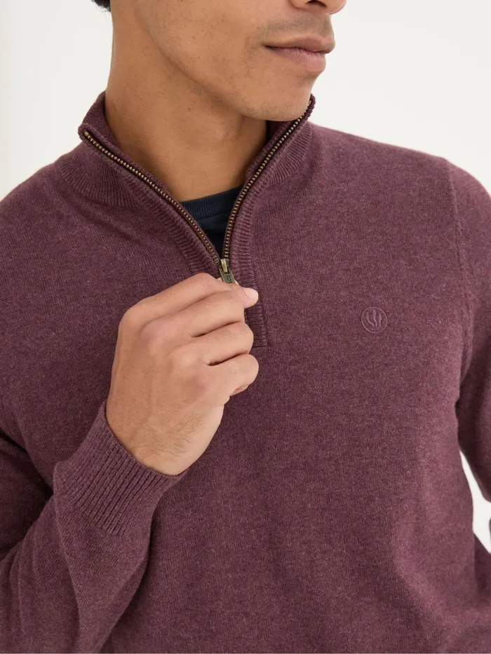 Fat Face Knitwear Rye Burgundy Red HalfNeck 8211 Men