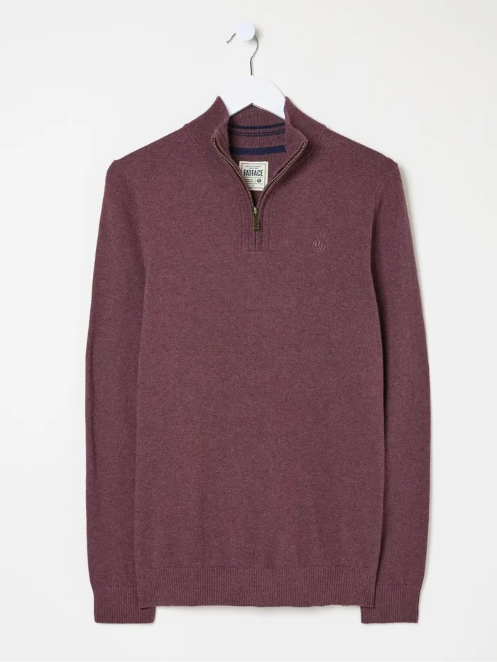 Fat Face Knitwear Rye Burgundy Red HalfNeck 8211 Men