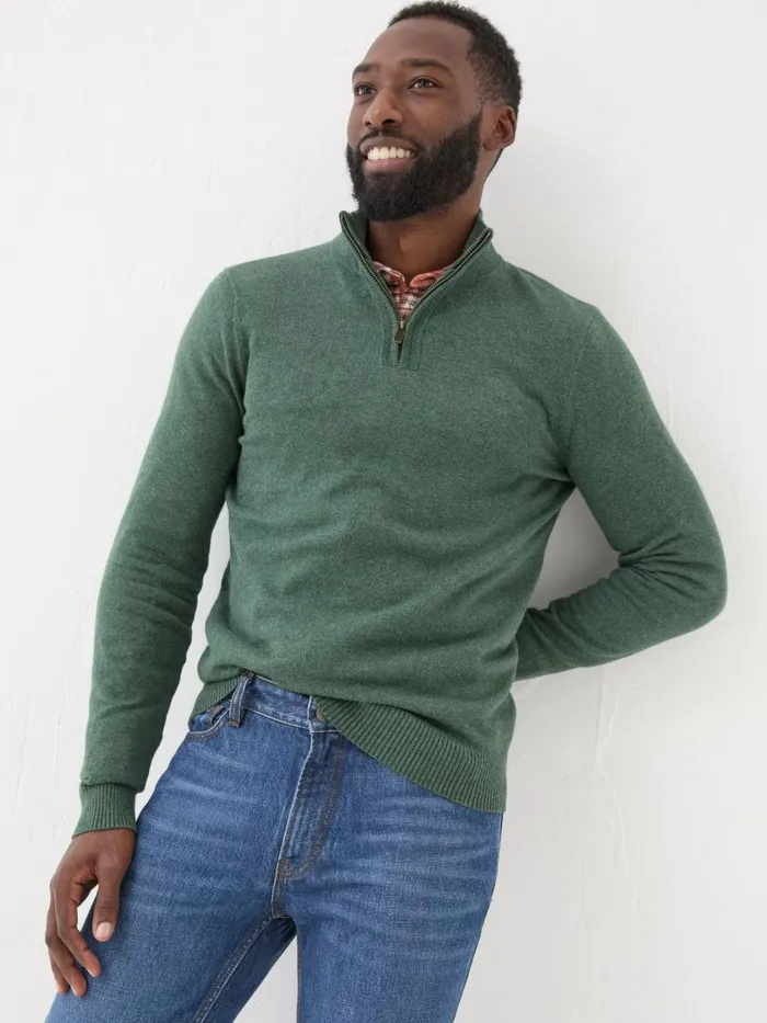Fat Face Knitwear Rye Dark Green HalfNeck 8211 Men