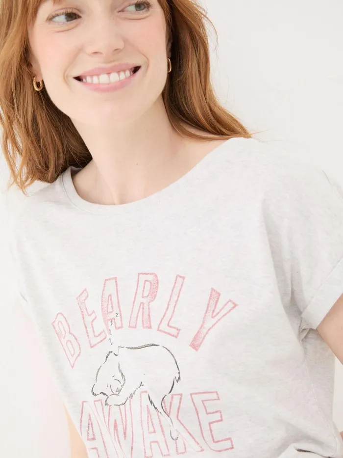 Fat Face Pyjamas and Nightwear Grey Bearly Awake 100 Cotton TShirt 8211 Women Fat Face Pyjamas and Nightwear Grey Bearly Awake 100 Cotton TShirt 8211 Women