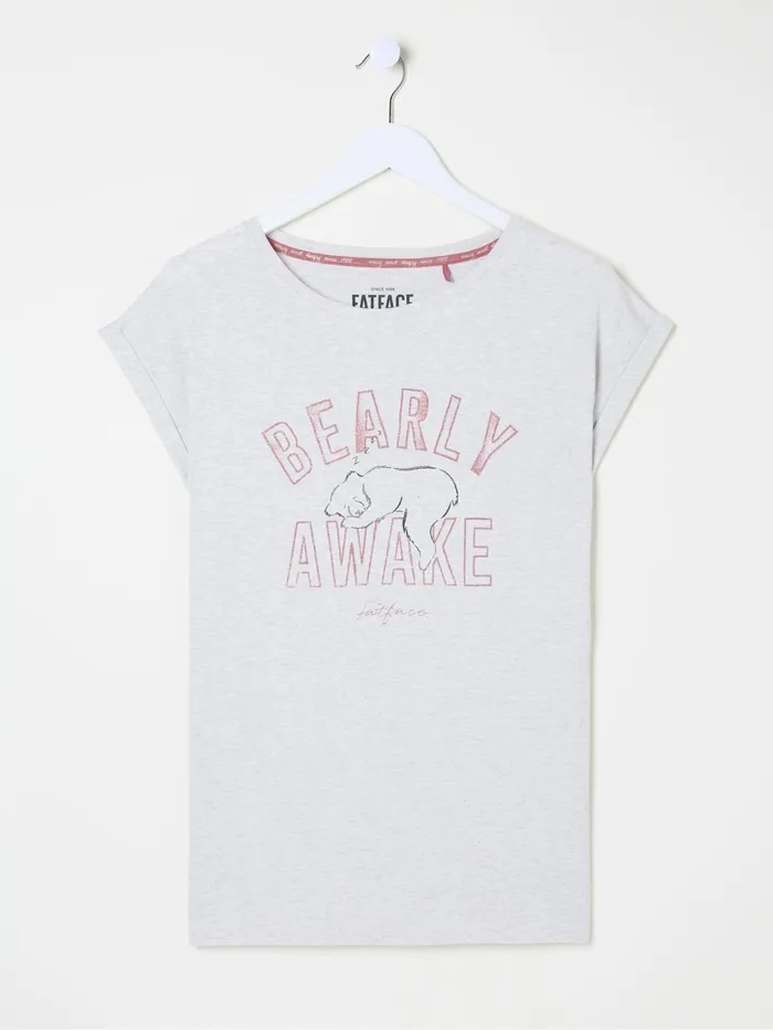 Fat Face Pyjamas and Nightwear Grey Bearly Awake 100 Cotton TShirt 8211 Women Fat Face Pyjamas and Nightwear Grey Bearly Awake 100 Cotton TShirt 8211 Women